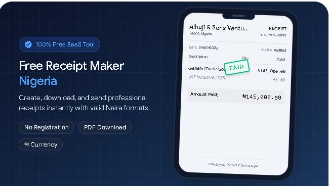 Free Receipt Maker Nigeria: Create, Download and Send Professional Receipts for Free